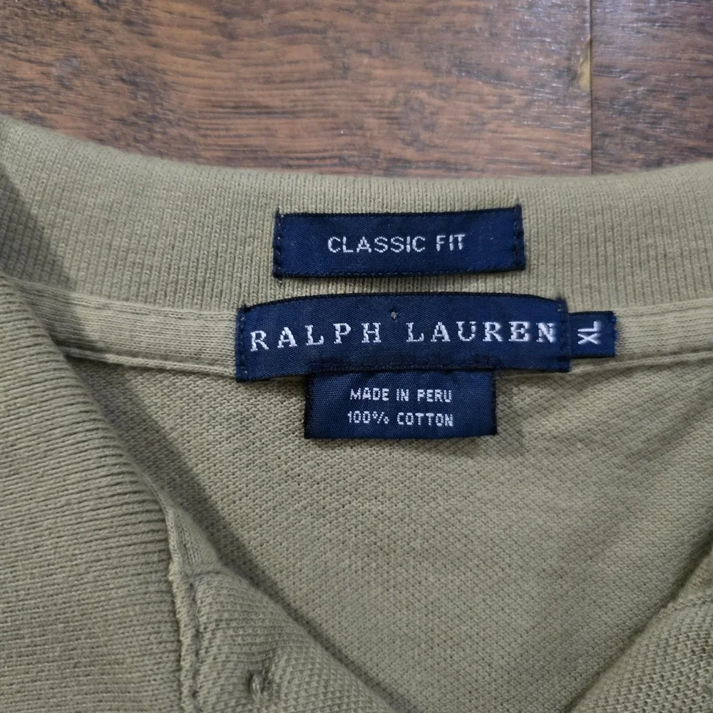 Ralph Lauren Mens Classic Fit Polo Shirt Olive Green‎ Orange Pony XL RL-CCRC1W